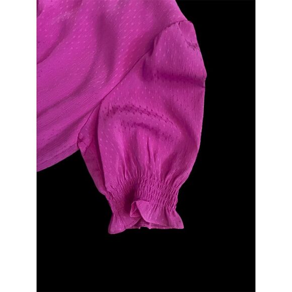 DKNY Women's Fuchsia Puff Sleeve V-Neck Midi - Picture 8 of 16